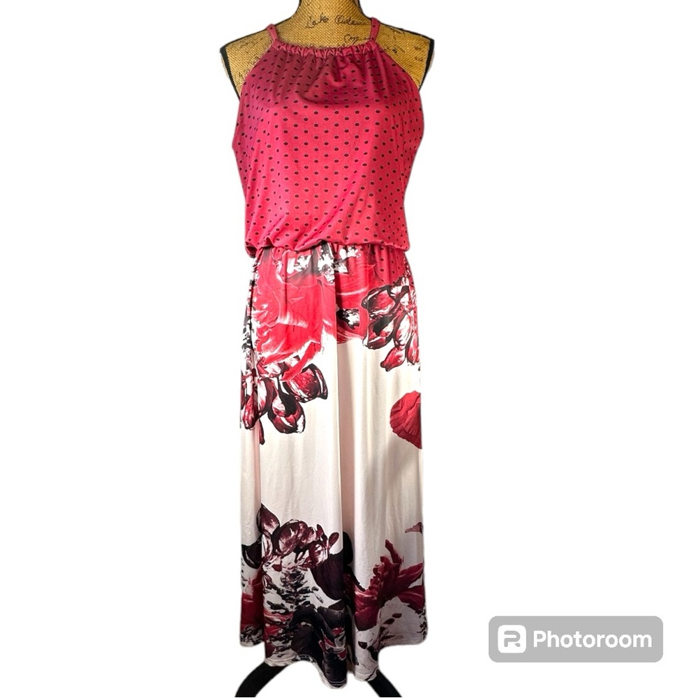 Lily by Firmiana maxi dress floral halter style Women’s size medium | dd1